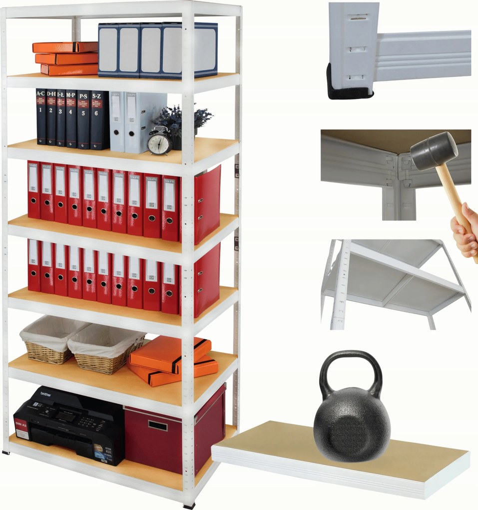 Tárolószekrény fém állvány Helios 270x120x60cm 7Px175kg Tömör Magas