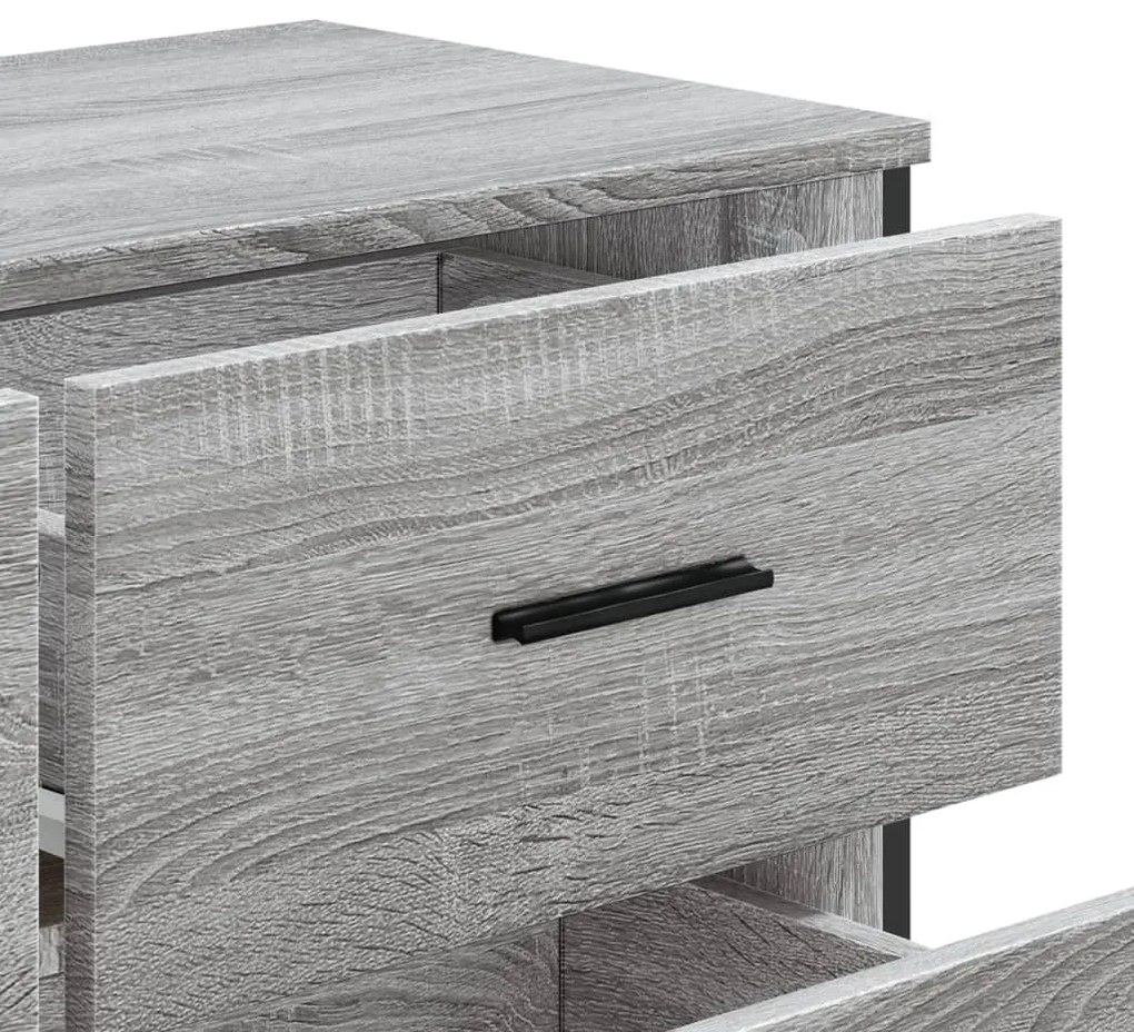 szürke sonoma színű szerelt fa komód 91 x 35,5 x 74,5 cm