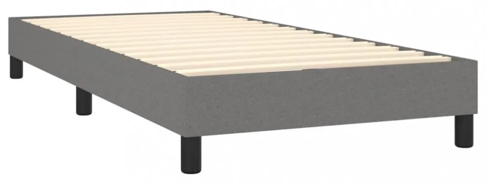 sötétszürke szövet rugós és LED-es ágy matraccal 90x200 cm