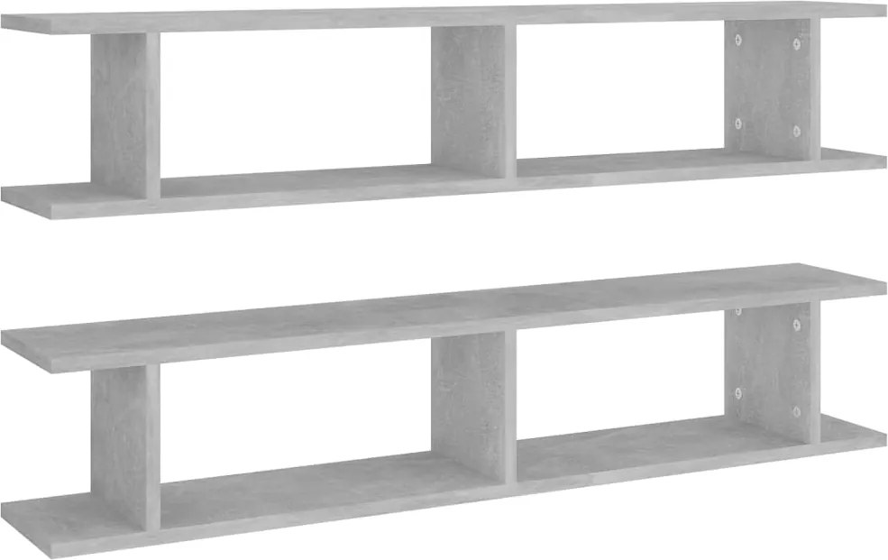 vidaXL 2 db betonszürke forgácslap fali polc 105 x 18 x 20 cm