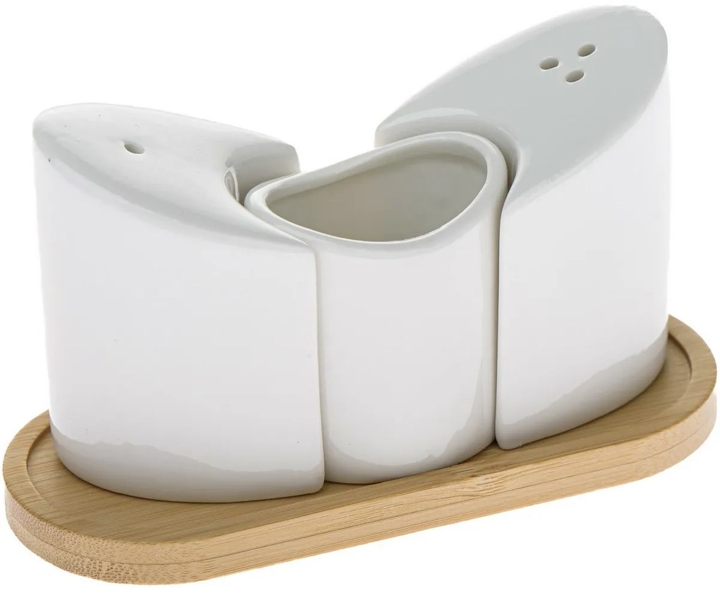 Porcelain salt and pepper shakers with coasterWings