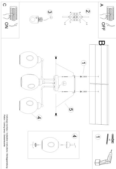 Sollux SL.1144 - Csillár rúdon FILLAN 3xE27/60W/230V fekete