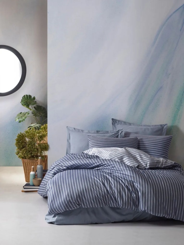 Bamboo bambusz-pamut szatén dupla ágyneműhuzat garnitúra 200 × 220 cm, kék