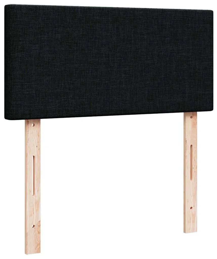 fekete szövet ottomán ágy matraccal & LED-ek 80x200cm