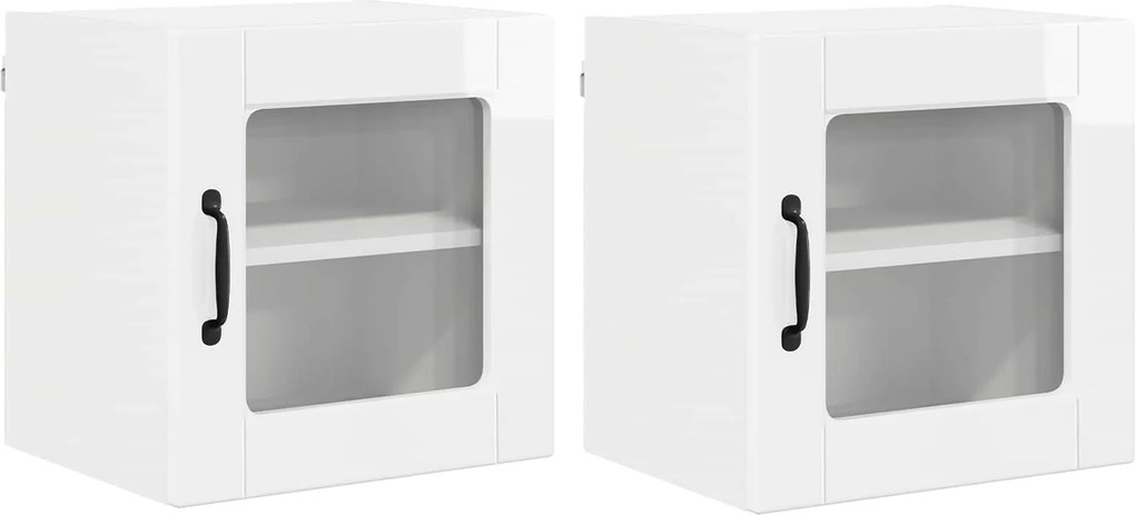 vidaXL Konyhaszekrény 2 pcs Magas Fényű Fehér 40 x 31 x 40 cm Faanyag