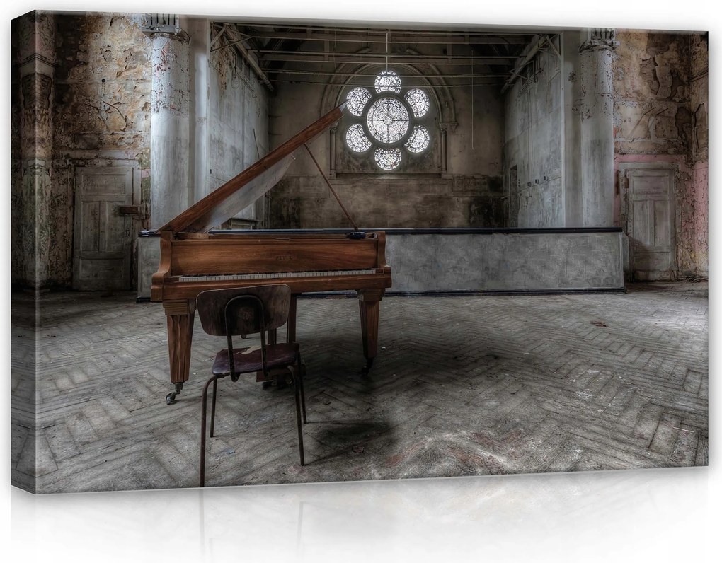 Vászonkép 60x40 Elhagyatott csend melankólia nosztalgia régi zongora romok