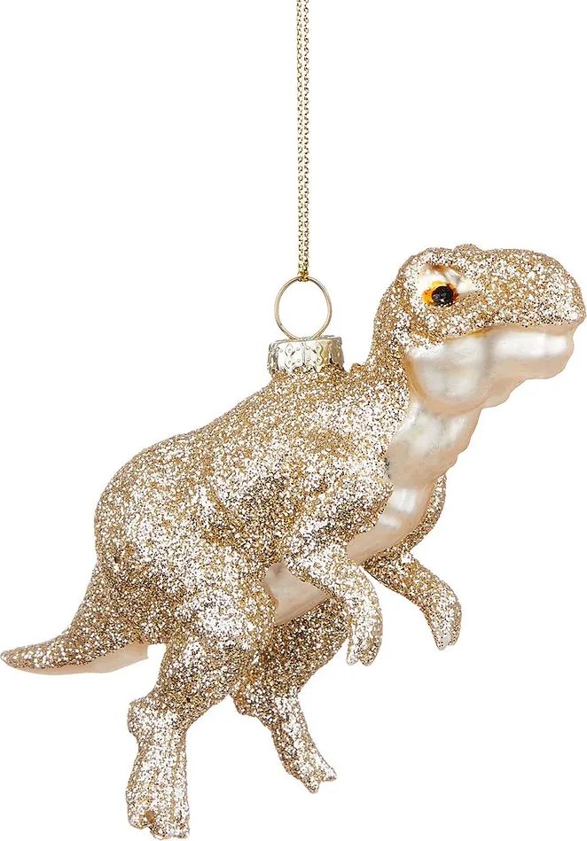 HANG ON üveg karácsonyfadísz, arany T-Rex 6 cm