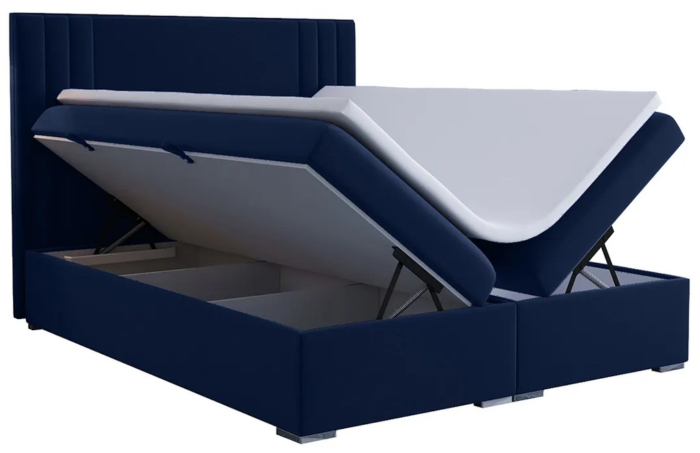 Franciaágy Boxspring 140 cm Morcano (sötétkék) (tárolóhellyel). Akció -16%. 1020335