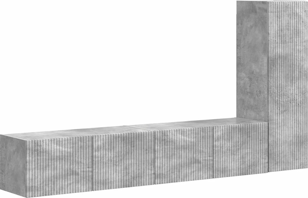 vidaXL TV szekrény garnitúra 3 pcs Beton Szürke Faanyag
