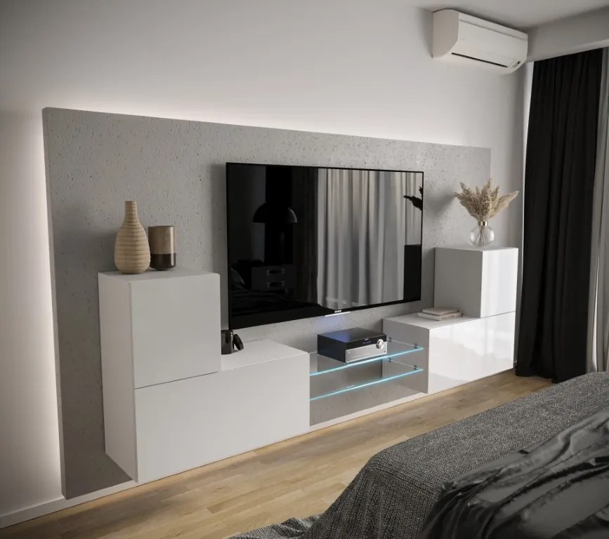 Prince Concept 96 nappali bútor szett magasfényű fehér (226 cm)