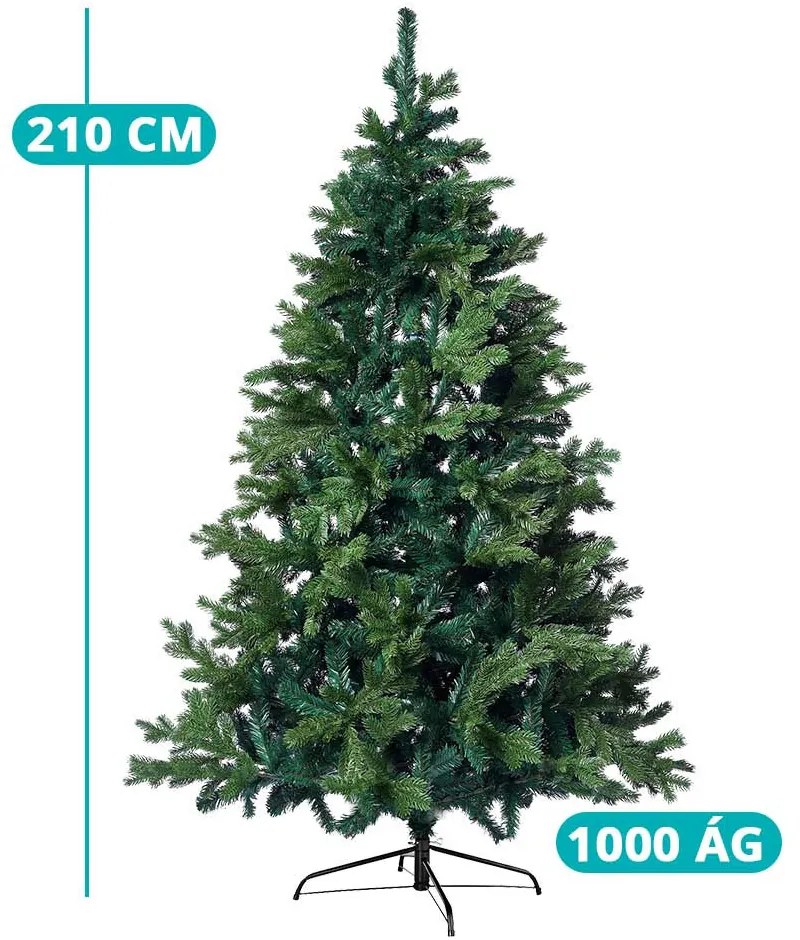 3D műfenyő fém talppal, több méretben-210 cm