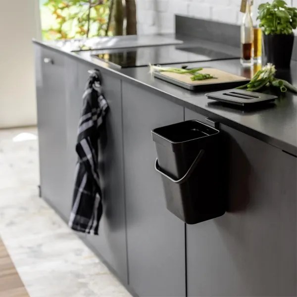 WENKO 55027100 - Szemetes BLACK OUTDOOR KITCHEN 19x24 cm fekete/szürke/átlátszó