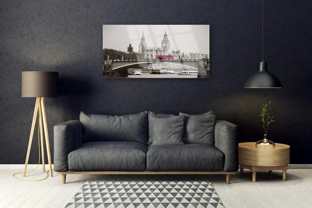 Modern üvegkép London Bridge, Big Ben 100x50 cm