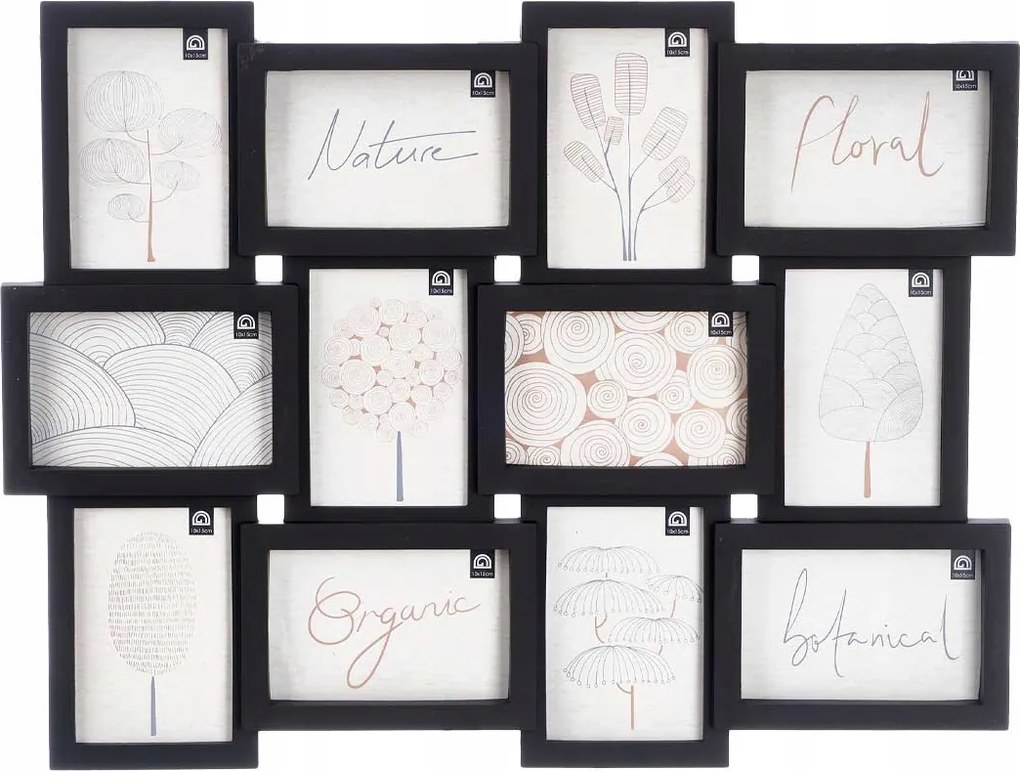 Fali Multikeret 12 Képhez Fekete Műanyag 60 X 46,5 CM