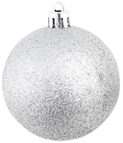 100 darabos ezüstszínű karácsonyi gömb készlet 3/4/6 cm
