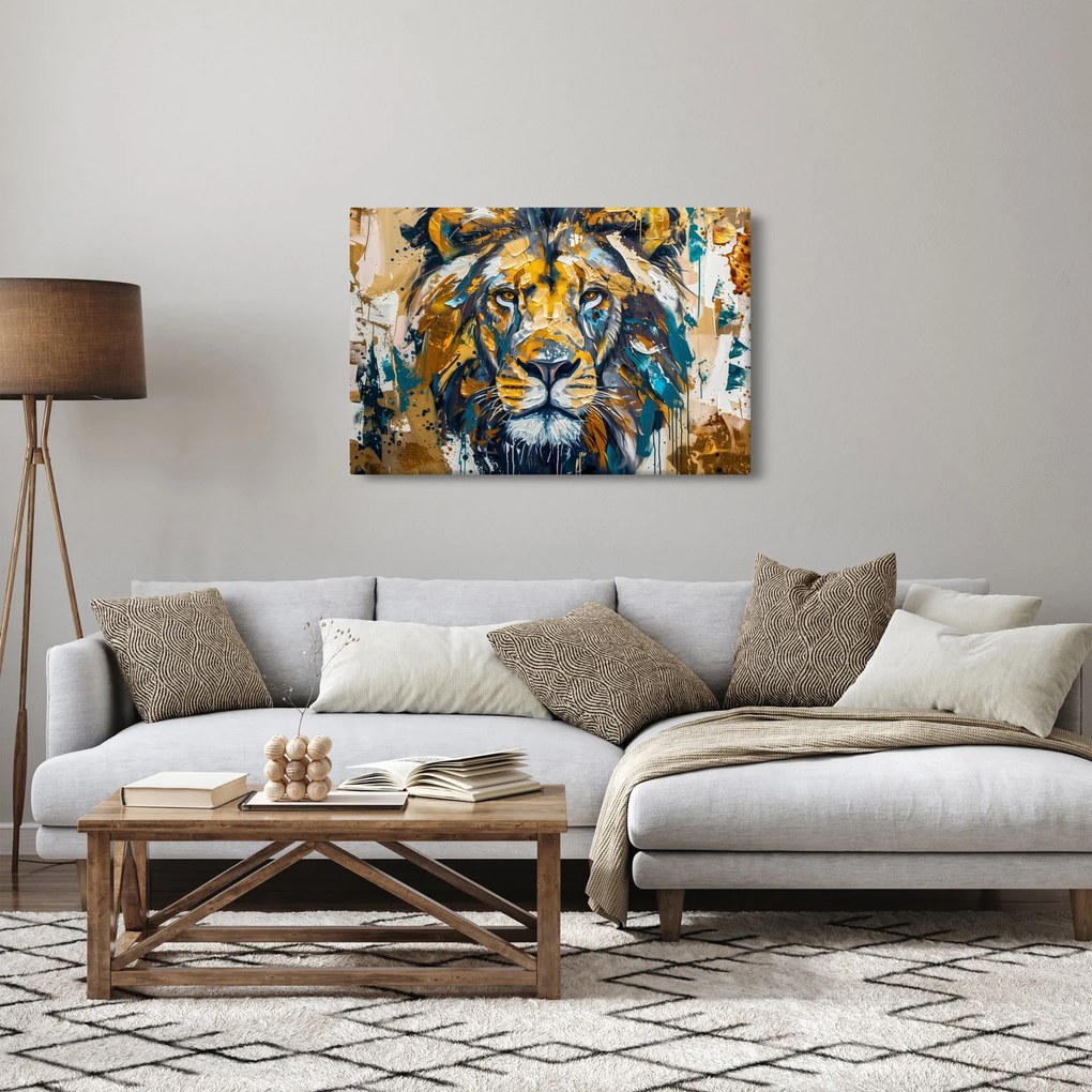 Kép - Absztrakt olajfestmény oroszlánnal (90x60 cm)
