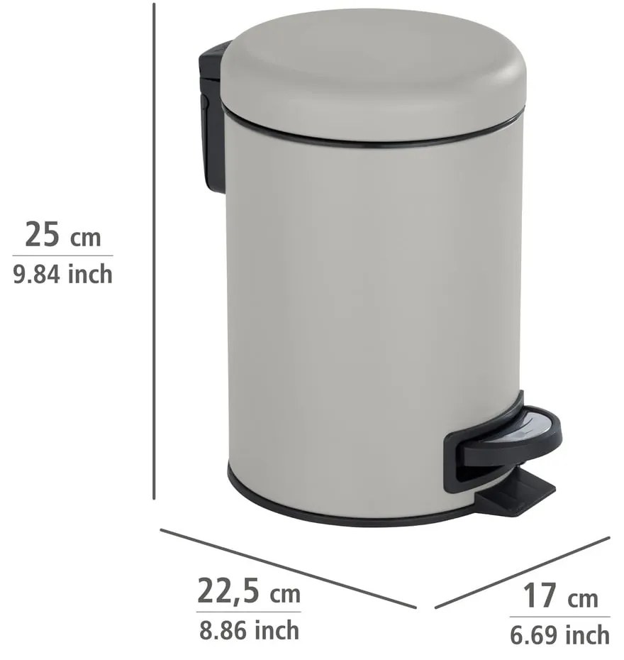 Leman szürke pedálos szemetes, 3 l - Wenko