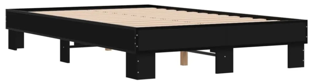 fekete szerelt fa és fém ágykeret 140 x 200 cm