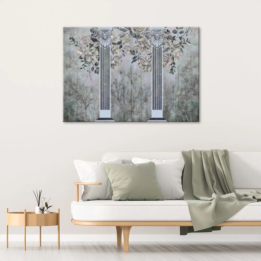 Gario Vászonkép Ősi oszlopok és virágok Méret: 100 x 70 cm