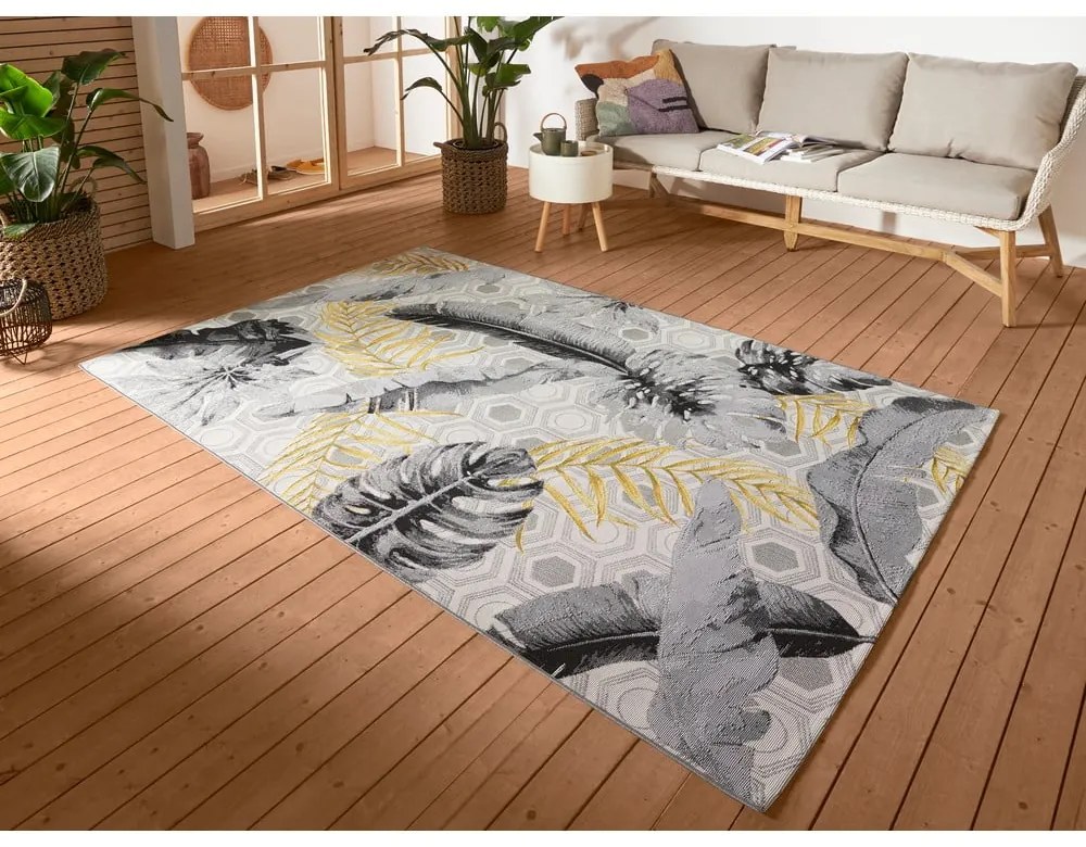 Sárga-szürke kültéri szőnyeg 80x165 cm Flair – Hanse Home