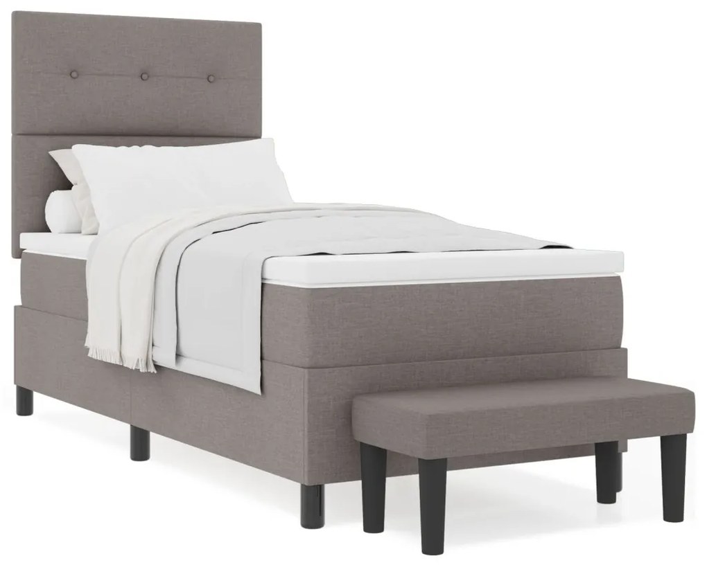 Box Spring Ágy Matraccal és Pad Taupe 90x190 cm Szövet