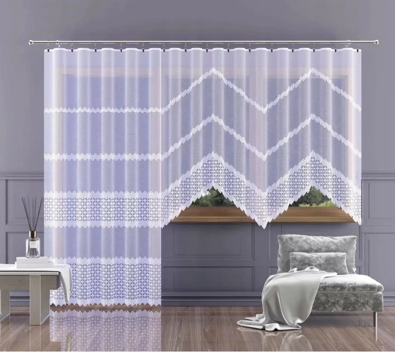 Elegáns jacquard függöny fehér 125 cm Kireta 624833