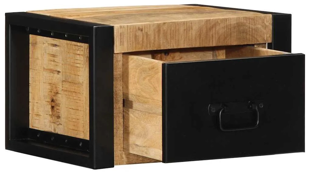 Éjjeli szekrények 2 db tömör nyersfa mangó 40x35x25 cm