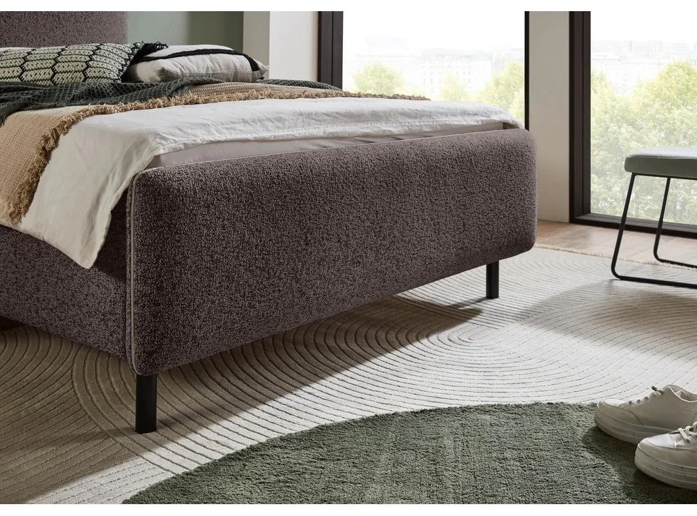 Antracitszürke kárpitozott franciaágy ágyrács nélkül 160x200 cm Primo – Meise Möbel
