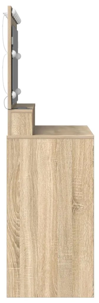 LED-es lámpás öltözködőasztal Sonoma tölgy 100x41x135 cm