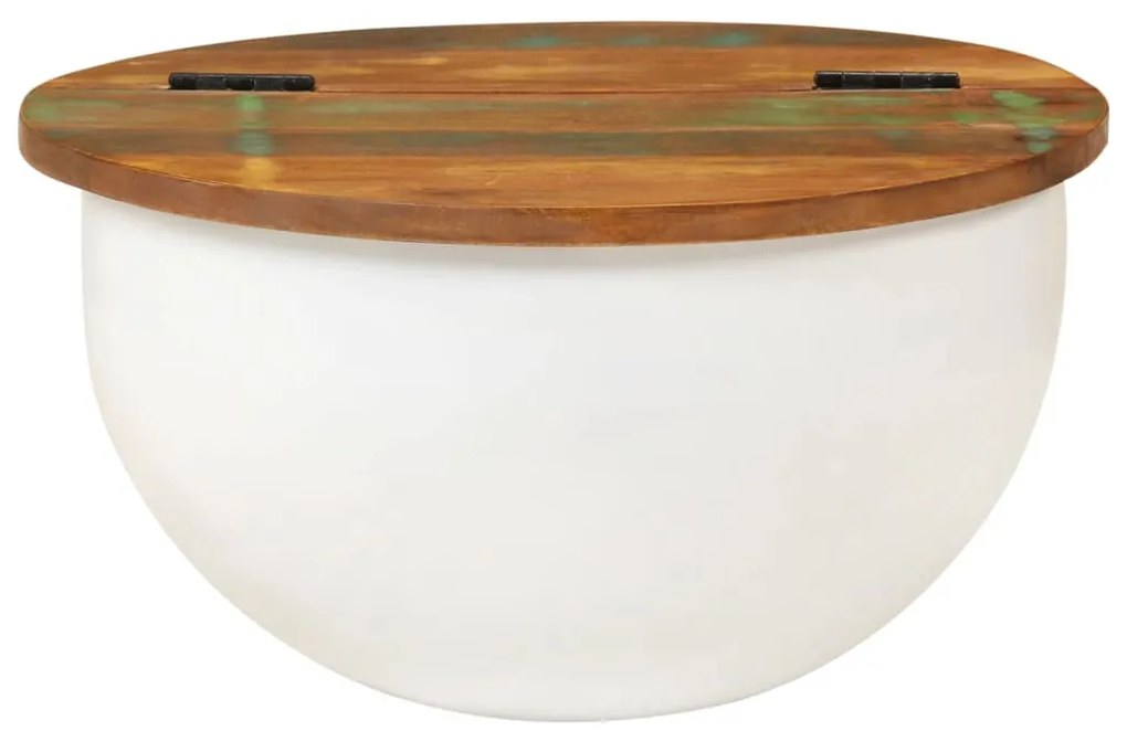 Fehér újrahasznosított fa dohányzóasztal 50x27 cm
