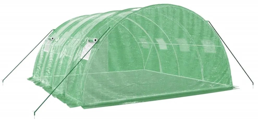 zöld acélvázas melegház 16 m² 4 x 4 x 2 m
