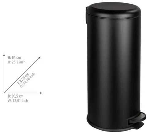 WENKO 54915100 - LEMAN fekete kosár, 30,5 x 64 cm