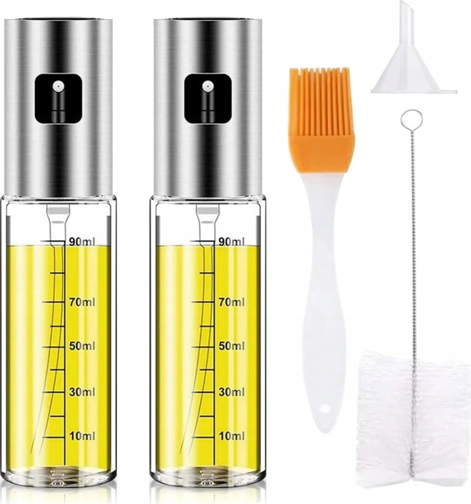 2 db-os olajszóró szett 100 ml-es kefével az egészséges főzéshez