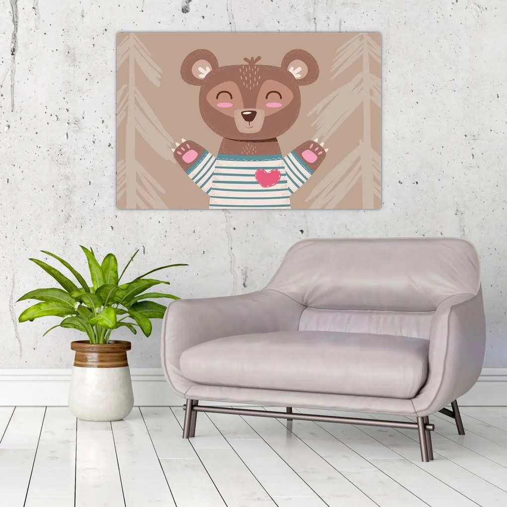 Kép - Mackó csíkos pólóban (90x60 cm)