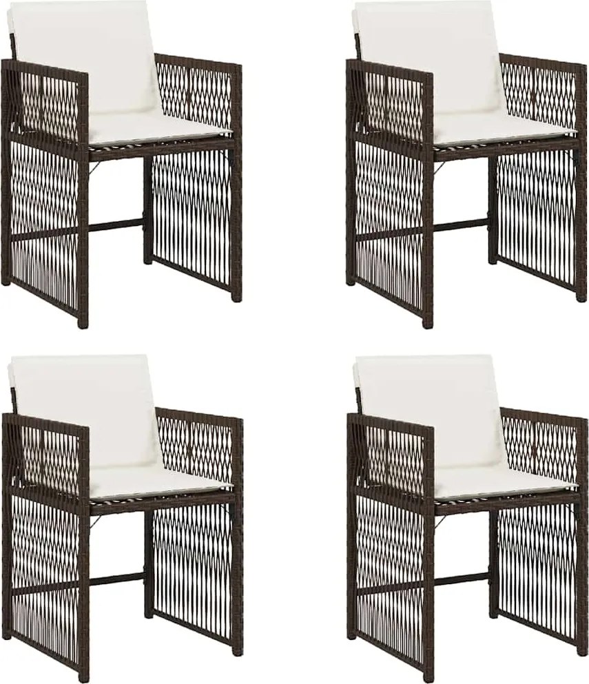 vidaXL 4 db barna polyrattan kerti szék párnával