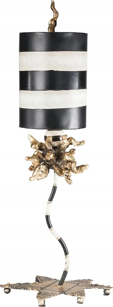 Art Deco asztali lámpa fekete krém csíkos E27 60W Dominique Flambeau