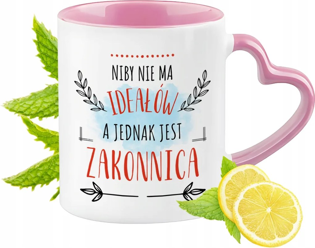 Apáca bögre Rózsaszín, szív alakú füllel Kávé ajándék