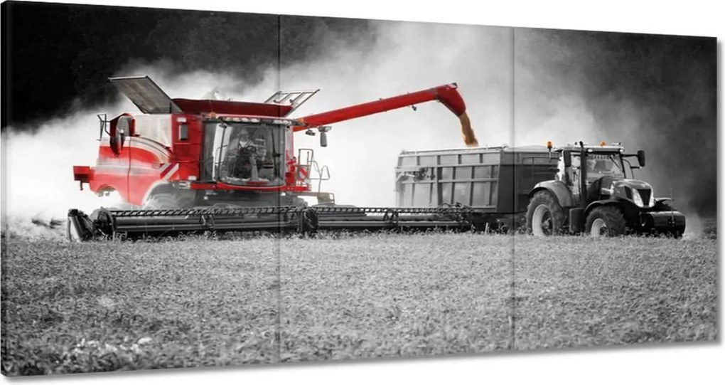 Vászonkép 180x90 Piros kombájn Aratás
