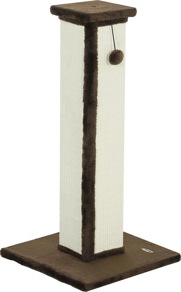PawHut Macska Karcoló 81 cm Magas Macska Kaparó, Zsákos Poszt és Függő Labda 41x41x81 cm Barna | Aosom