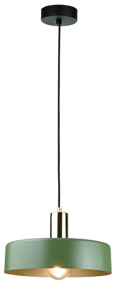 Csillár zsinóron HAKI 1xE27/60W/230V zöld/fekete/fényezett króm