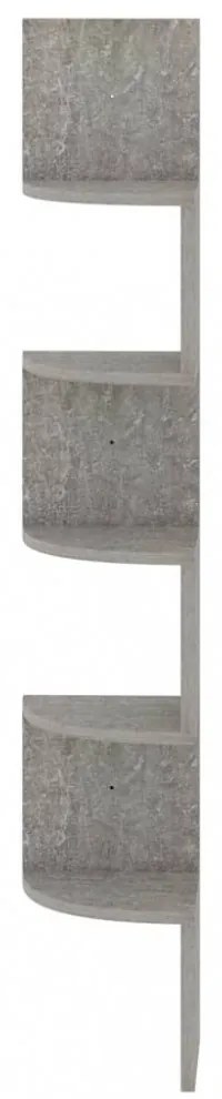 betonszürke szerelt fa fali sarokpolc 19 x 19 x 123 cm