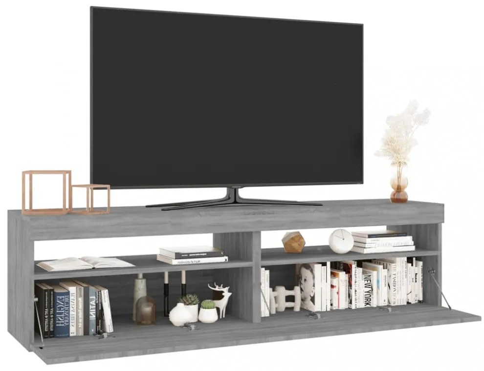 2 db füstös tölgy színű TV-szekrény LED-ekkel 75 x 35 x 40 cm