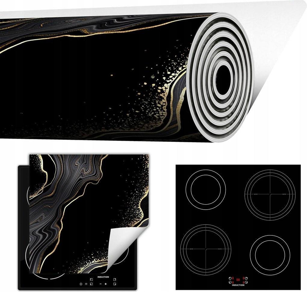 Tűzhelyvédő Szőnyeg Feltekerhető Asztallap 50x52 fekete márvány