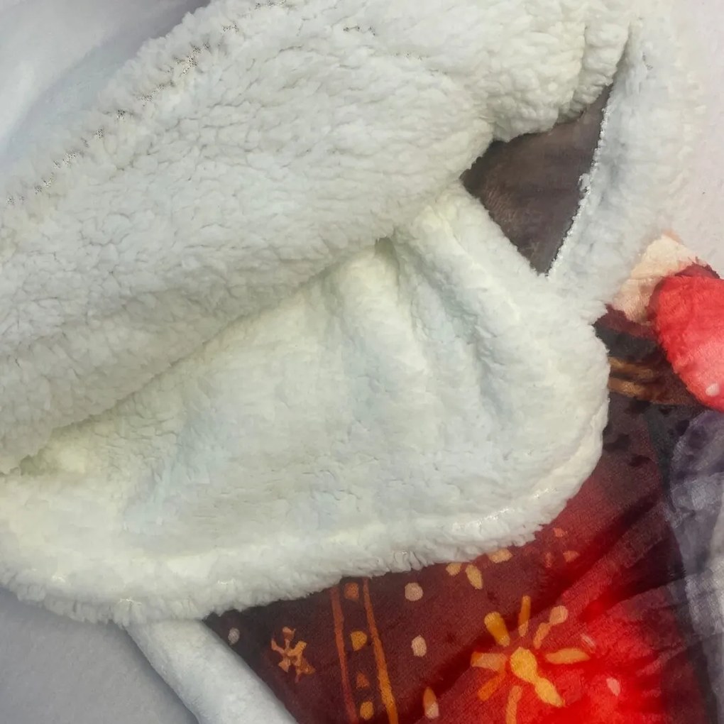 Karácsonyi takaró mikroplüss bárányból, manópiros150x200cm TiaHome