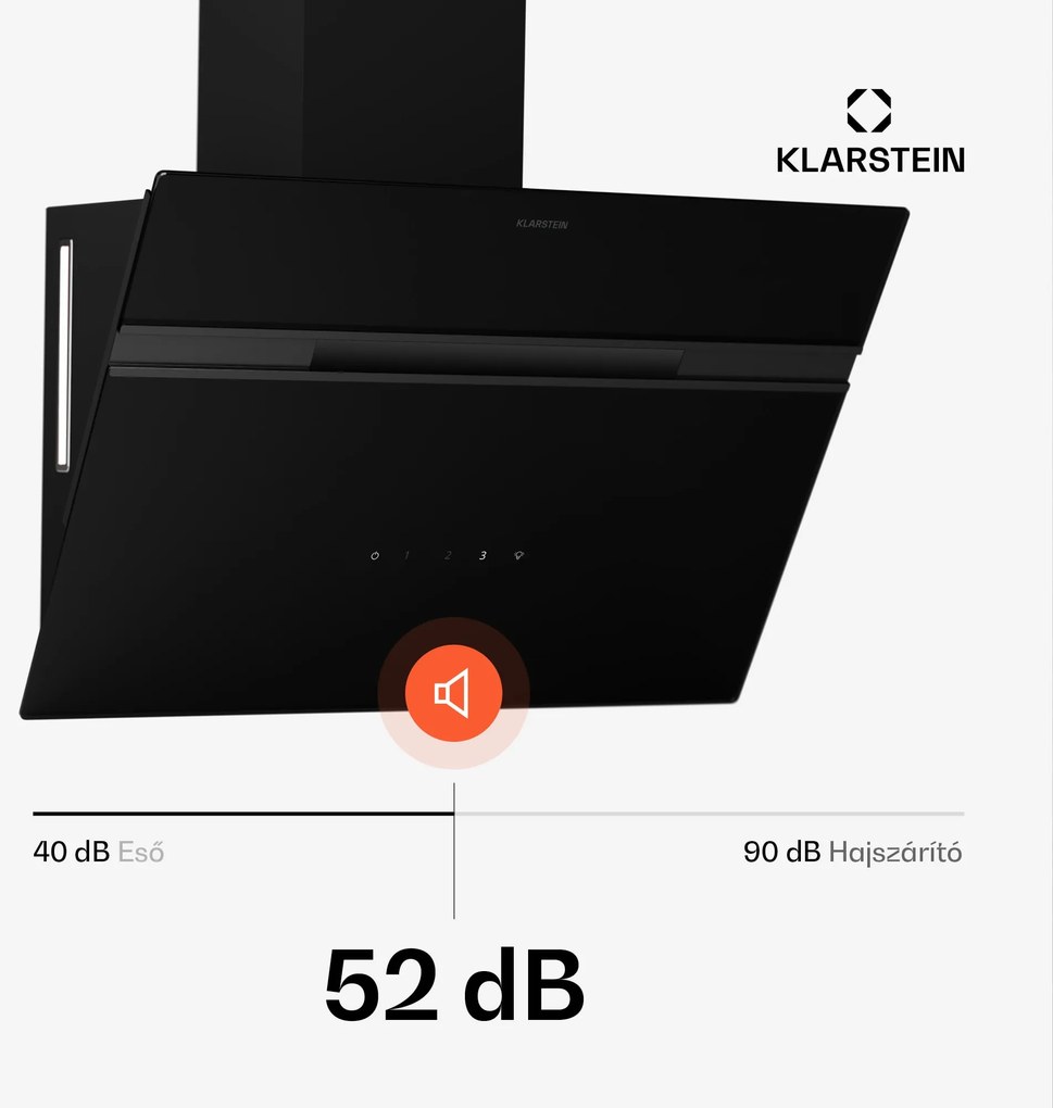 Klarstein Alina páraelszívó, EEK A, Touch, LED világítás, Elszívás/visszaforgatás, 600 m³/h