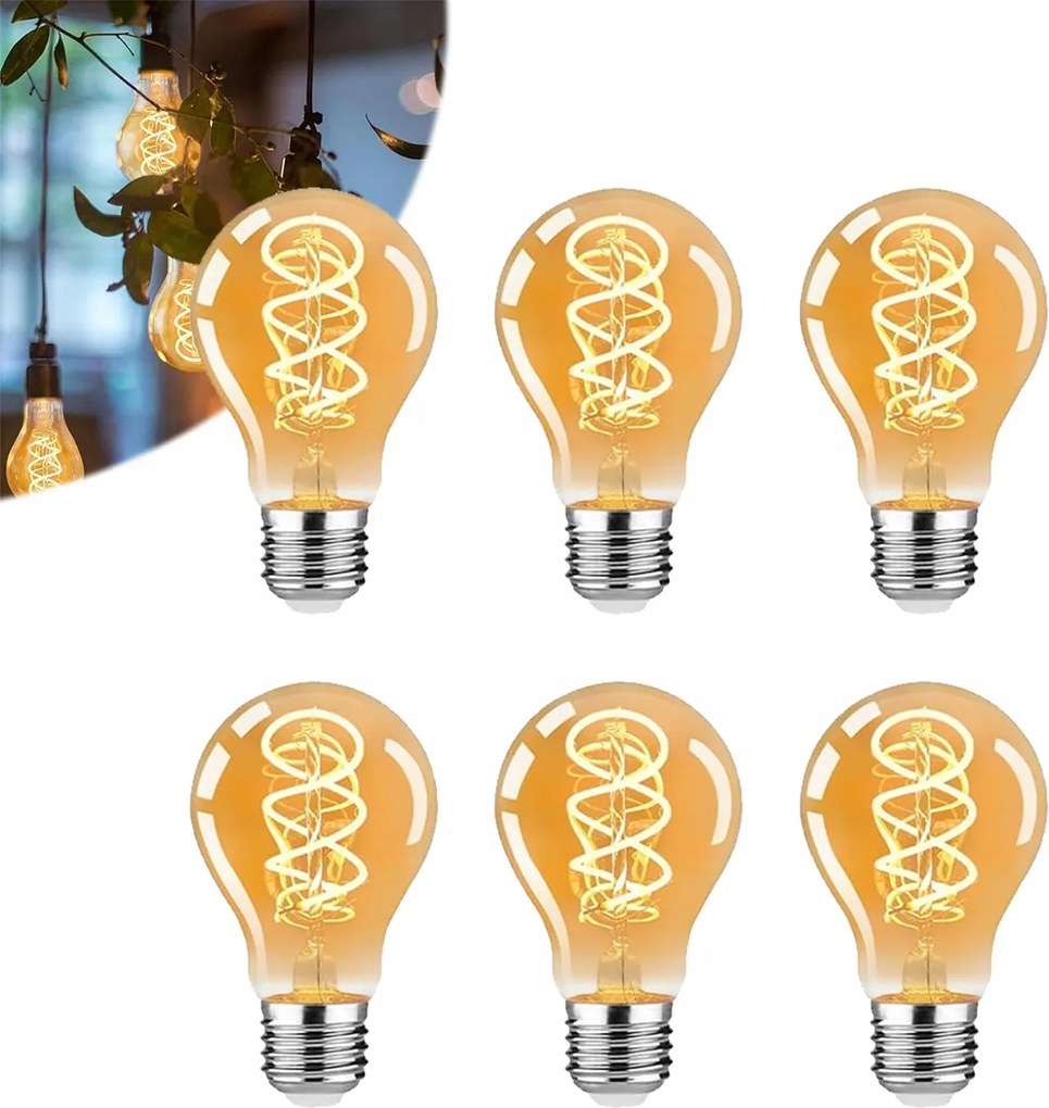 6x Led izzó E27 Filament 840lm 2200K Meleg