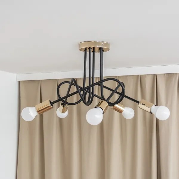 Felületre szerelhető csillár OXFORD 5xE27/15W/230V arany/fekete