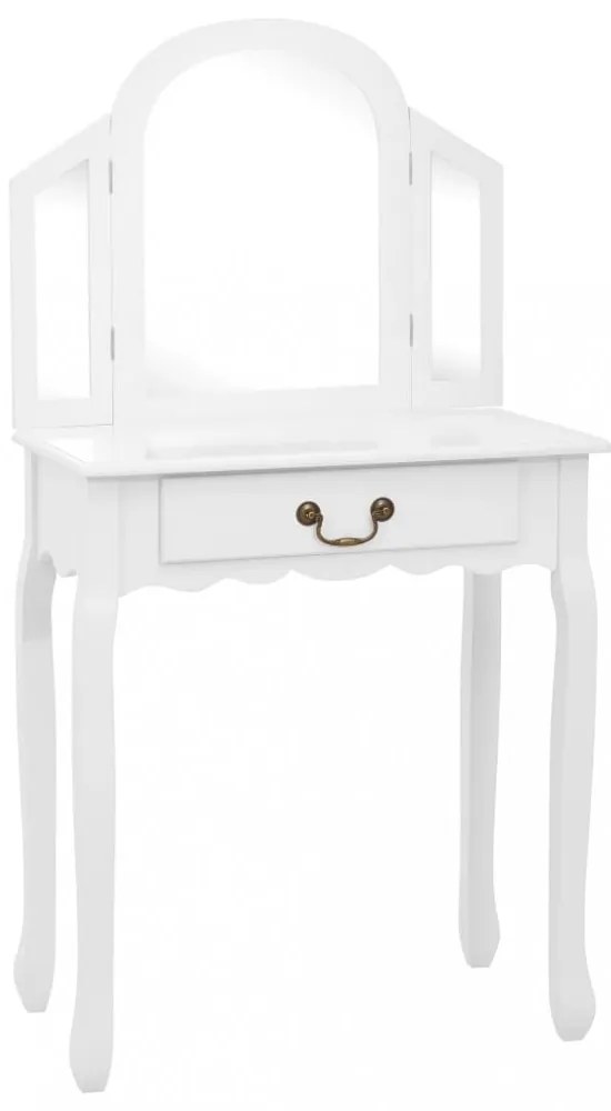 fehér császárfa MDF fésülködőasztal ülőkével 65x36x128 cm