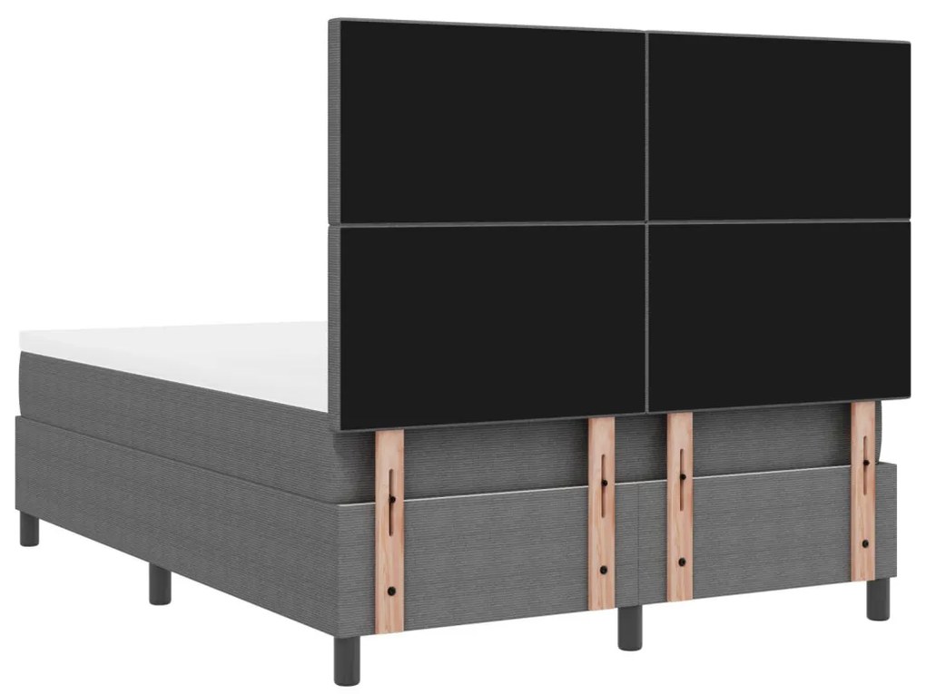Boxspringágy matraccal Világosszürke 140x200 cm Kordbársony