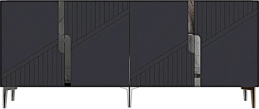 Evva komód, antracit-ezüst, 125 cm